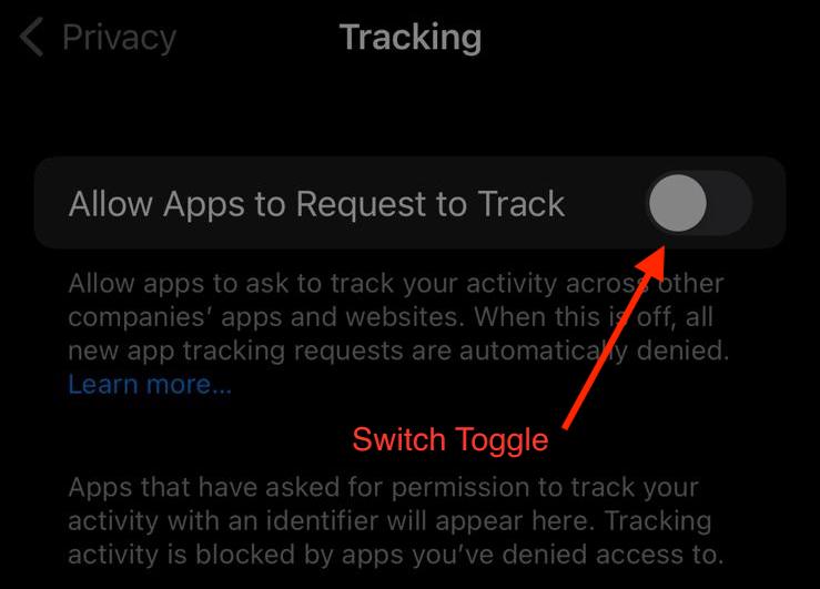 Check your Privacy Settings for App Tracking