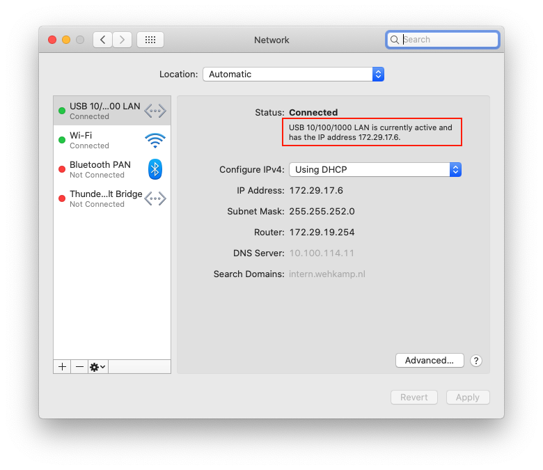 macOS network settings