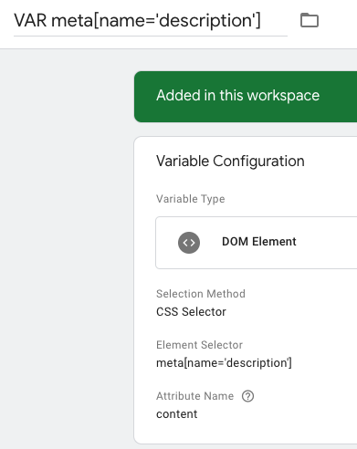 gtm css selector variable